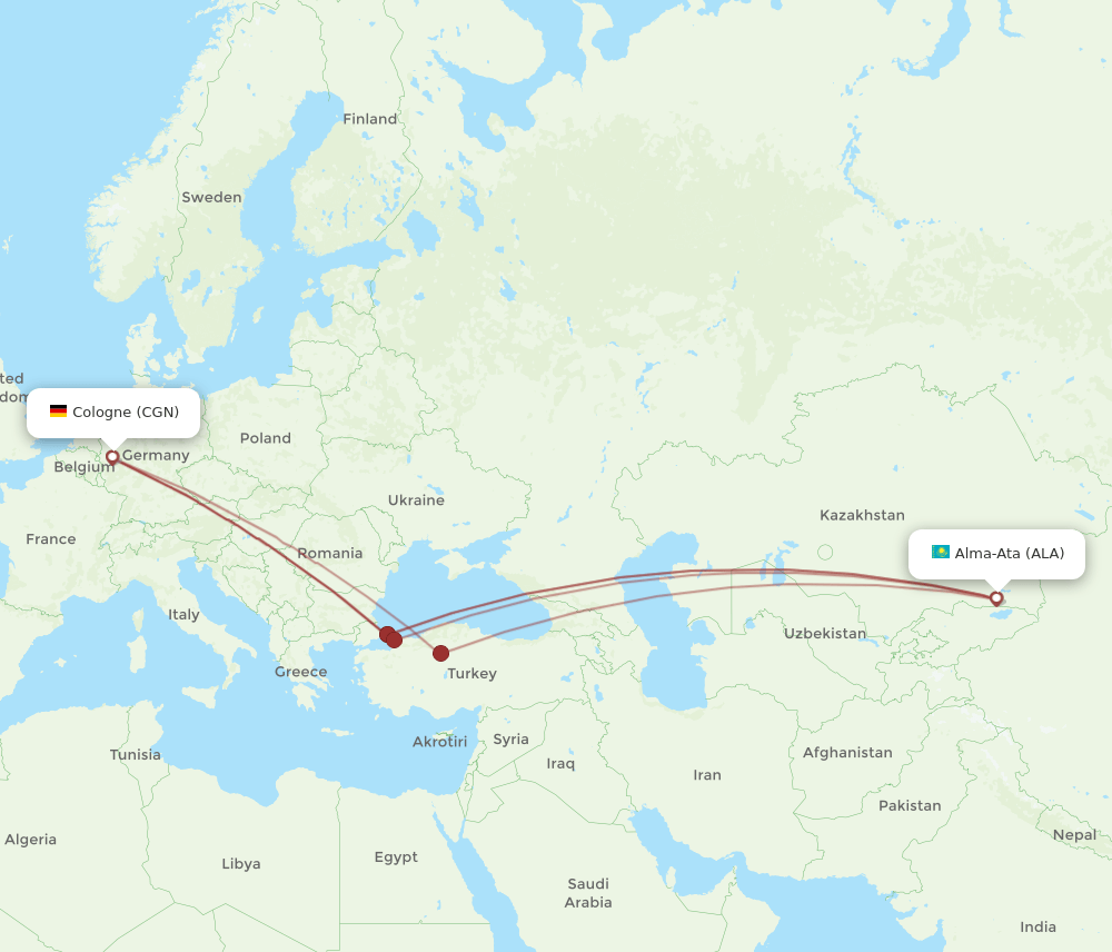 ALA-CGN flight routes