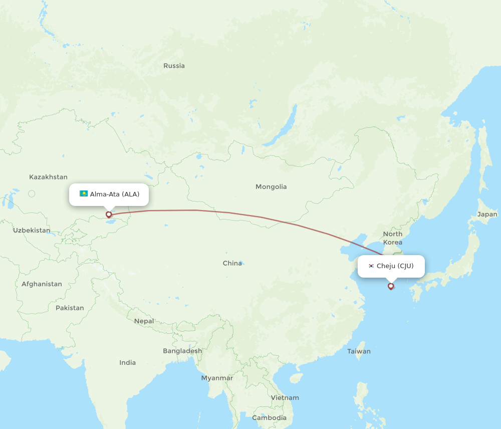ALA to CJU flights and routes map