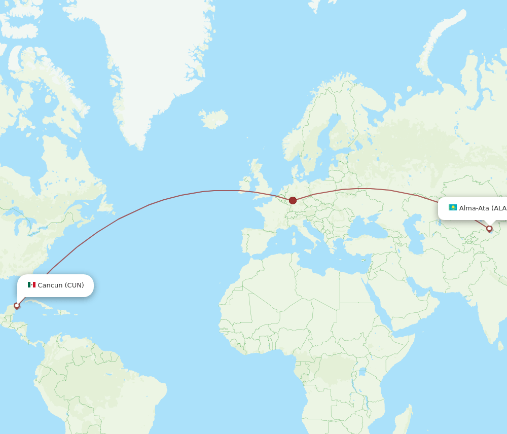 ALA-CUN flight routes