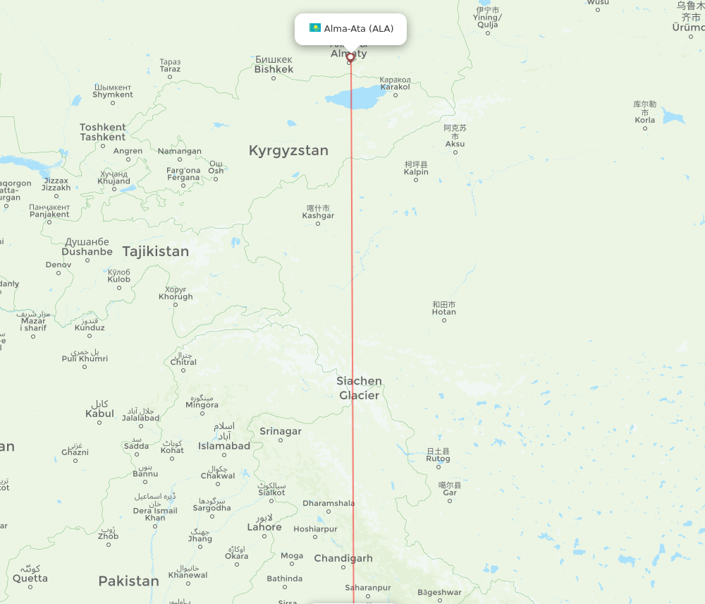 ALA to DEL flights and routes map