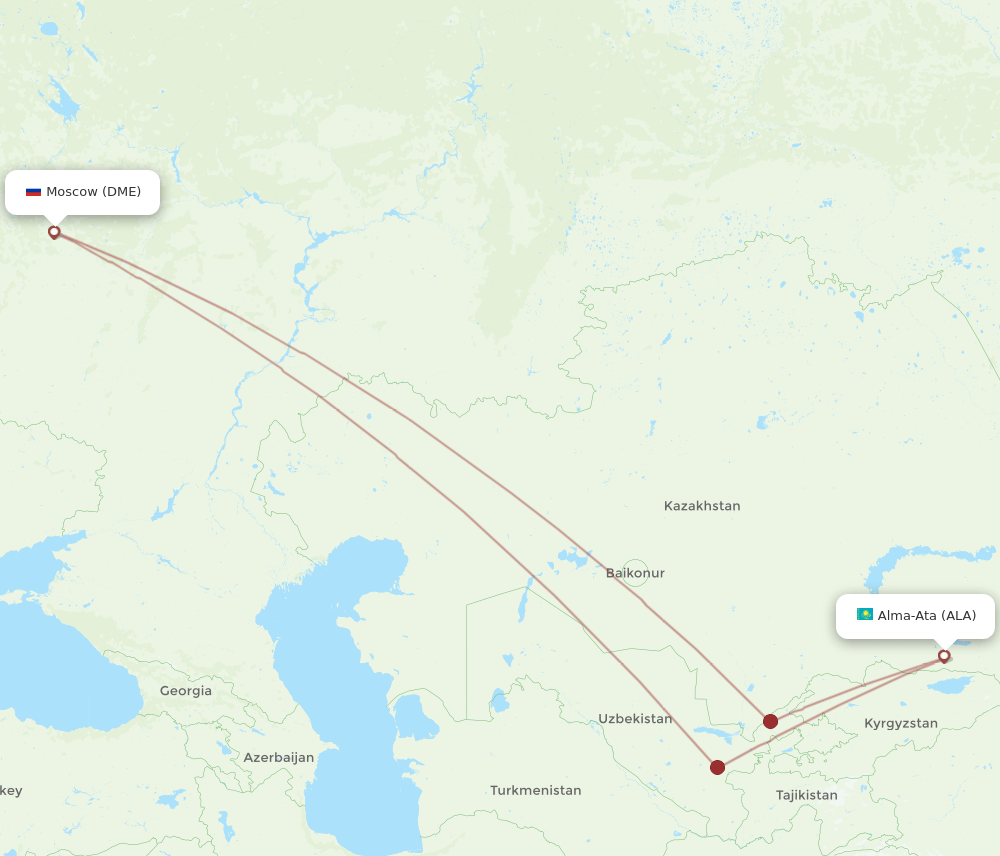 ALA to DME flights and routes map