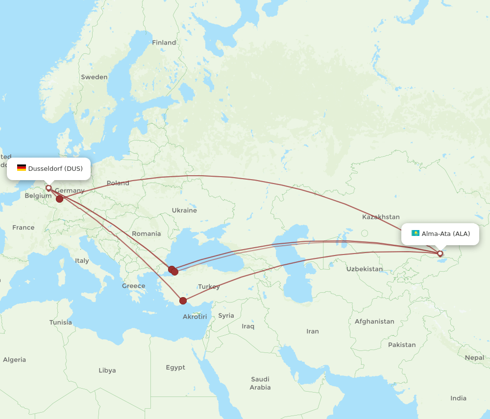 ALA-DUS flight routes
