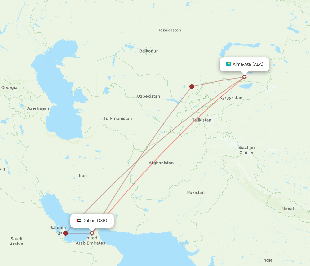 ALA-DXB flight routes