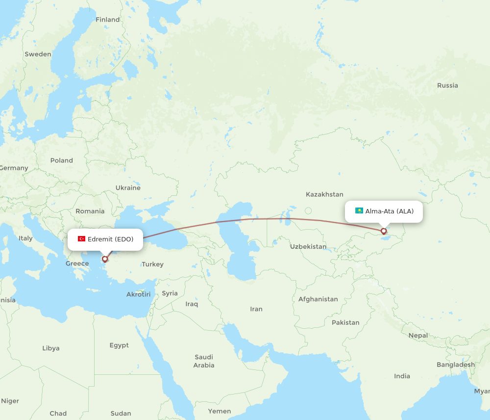 ALA to EDO flights and routes map