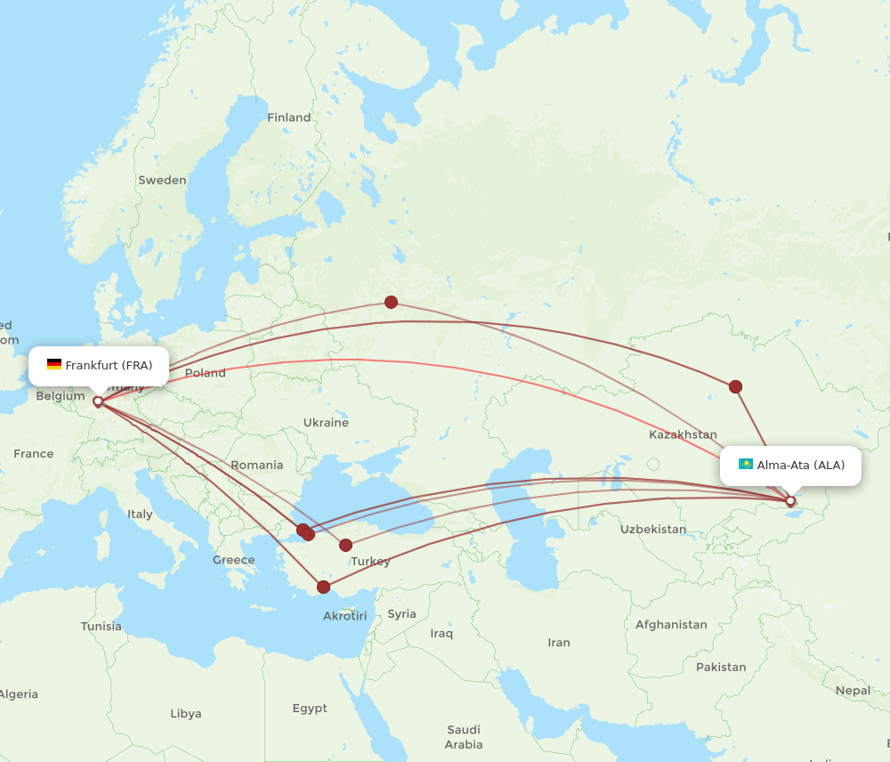 ALA-FRA flight routes