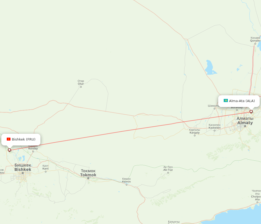 ALA to FRU flights and routes map