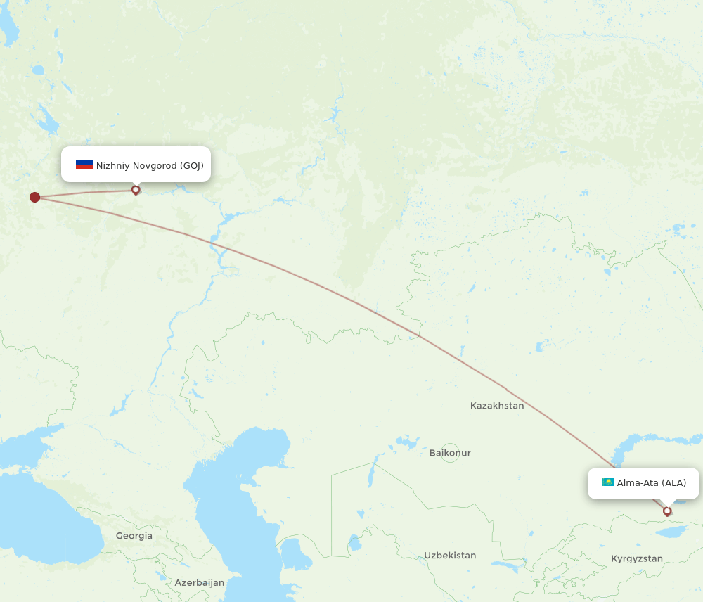 ALA to GOJ flights and routes map