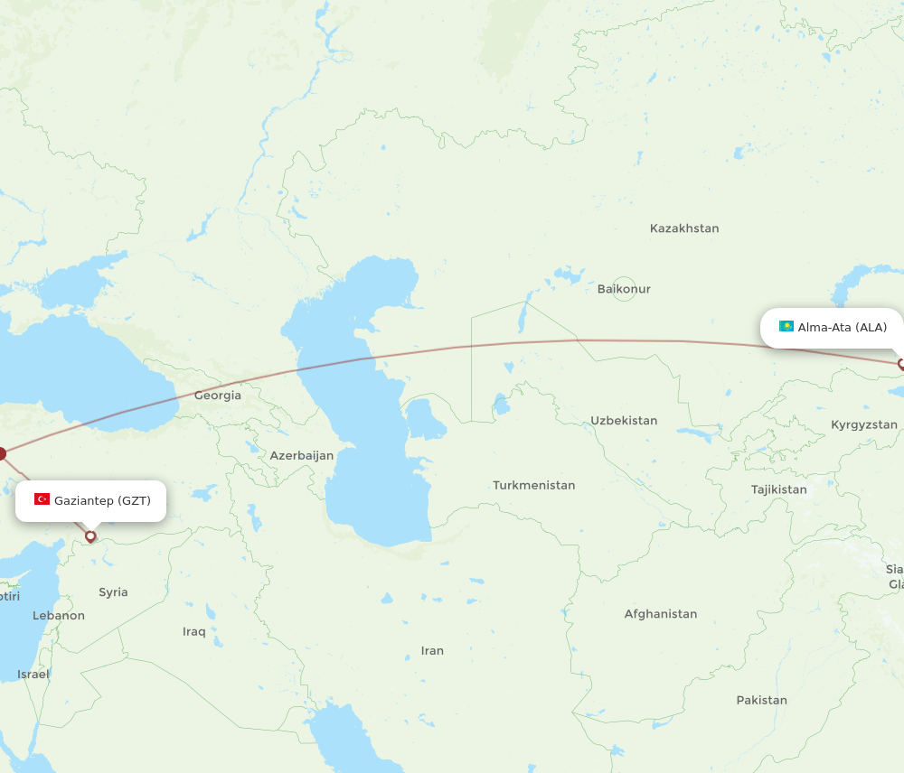 ALA-GZT flight routes