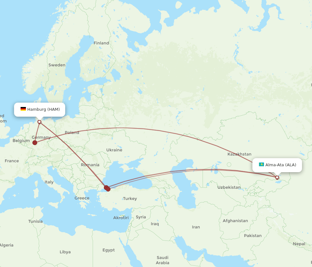 ALA-HAM flight routes