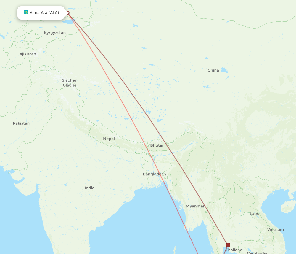 ALA to HKT flights and routes map
