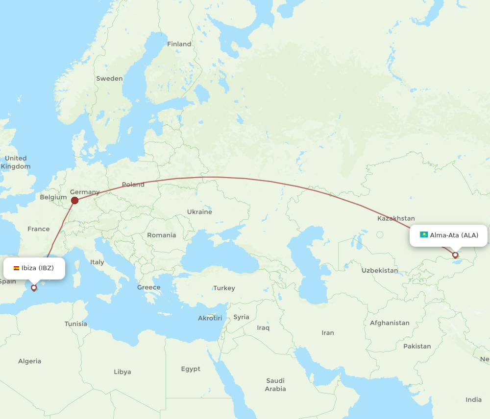 ALA to IBZ flights and routes map