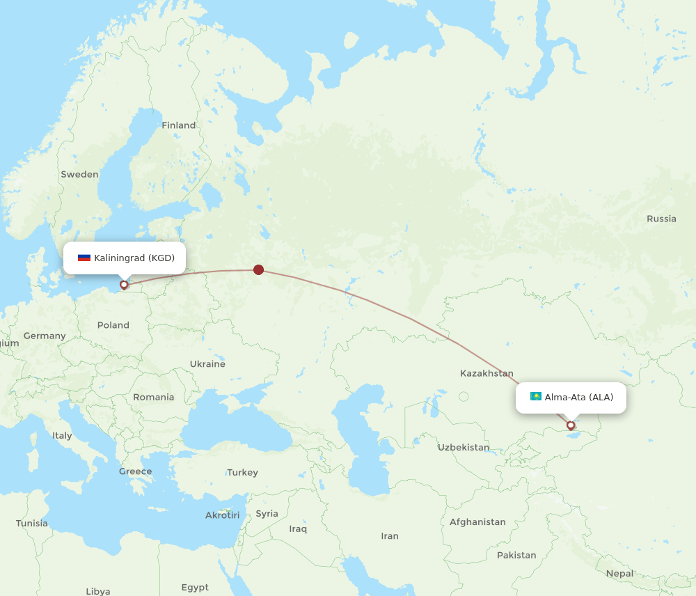 ALA-KGD flight routes