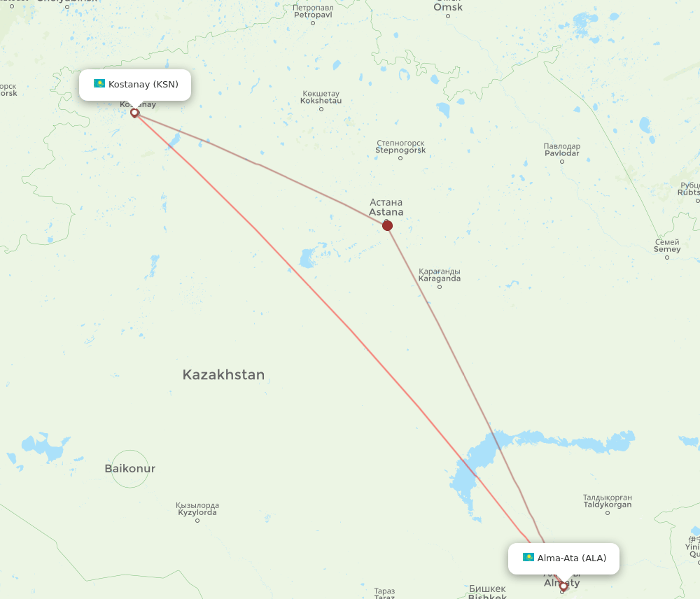 ALA-KSN flight routes