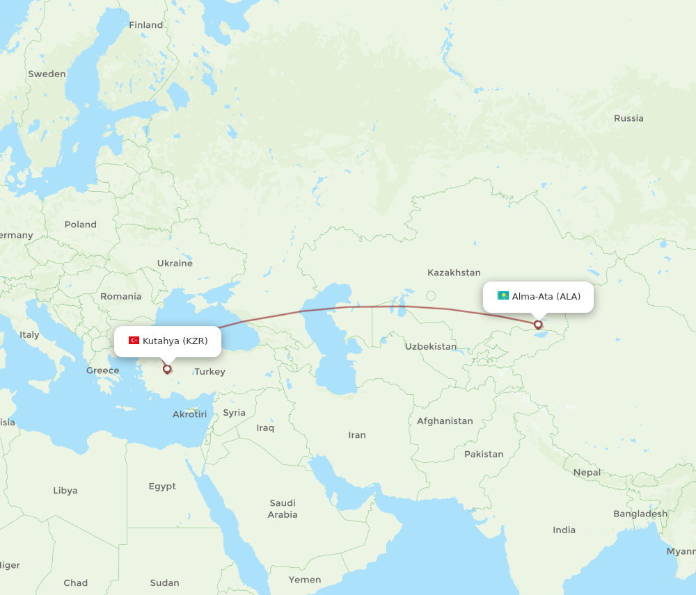 ALA to KZR flights and routes map