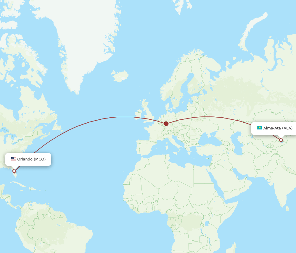 ALA to MCO flights and routes map