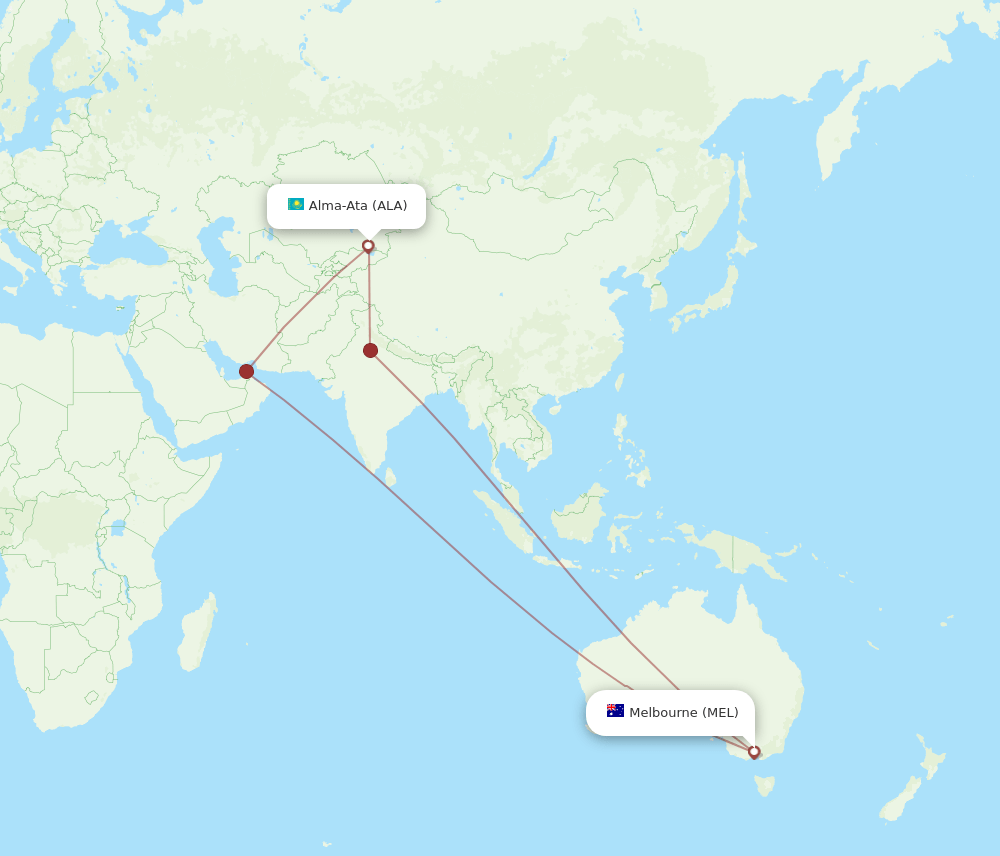 ALA-MEL flight routes