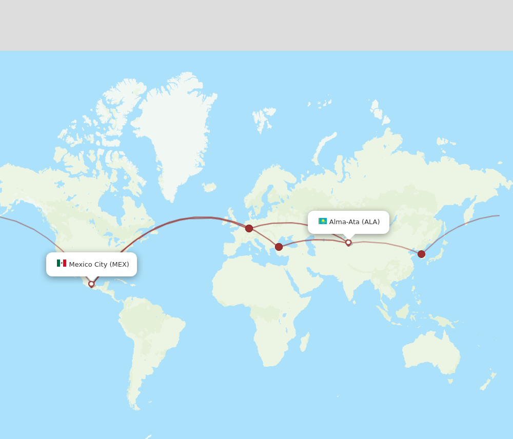 ALA-MEX flight routes