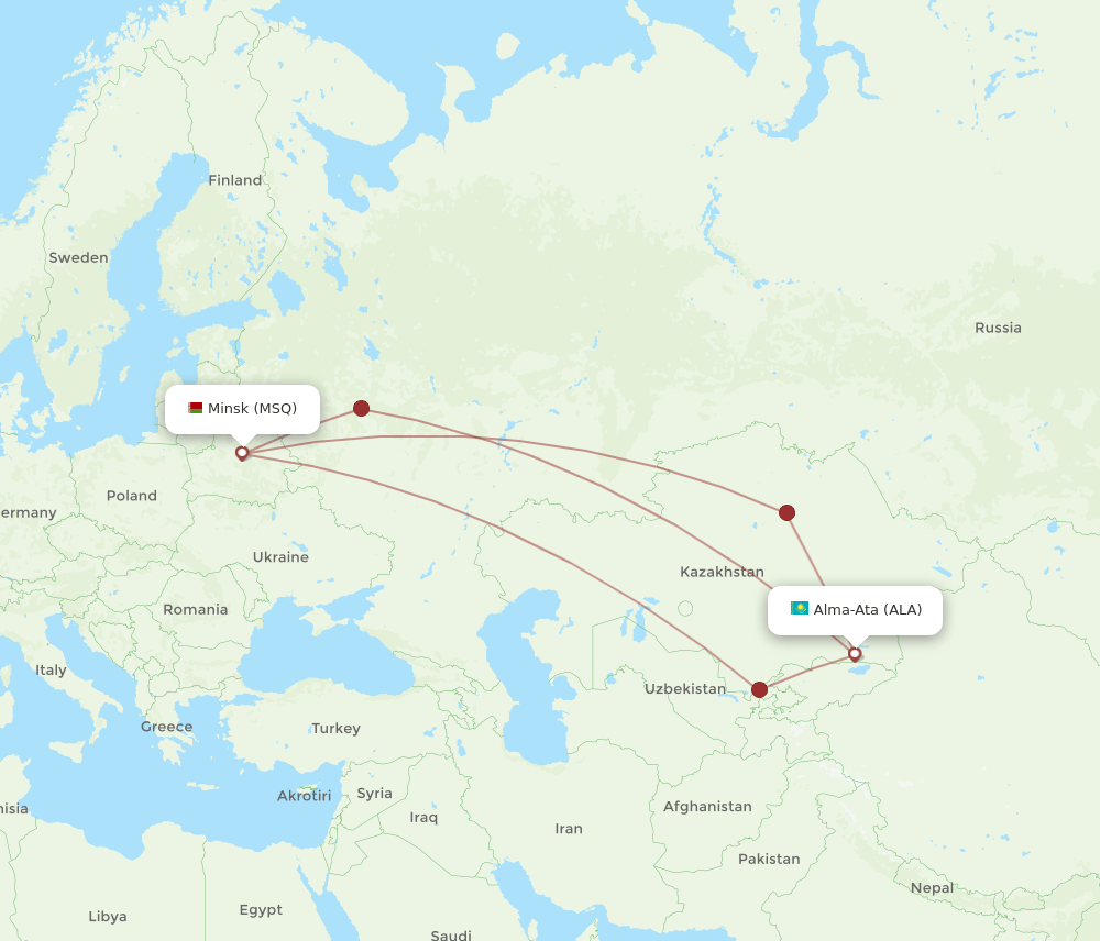 ALA-MSQ flight routes
