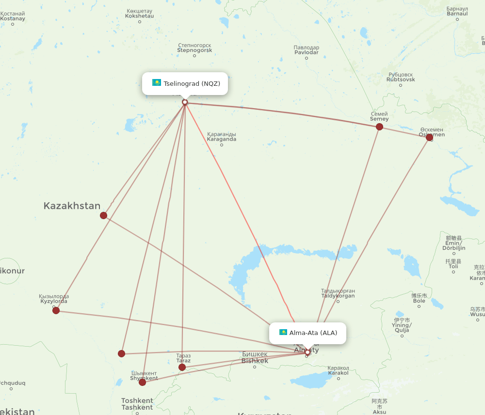 ALA-NQZ flight routes