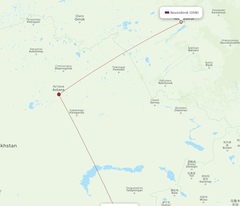 ALA-OVB flight routes