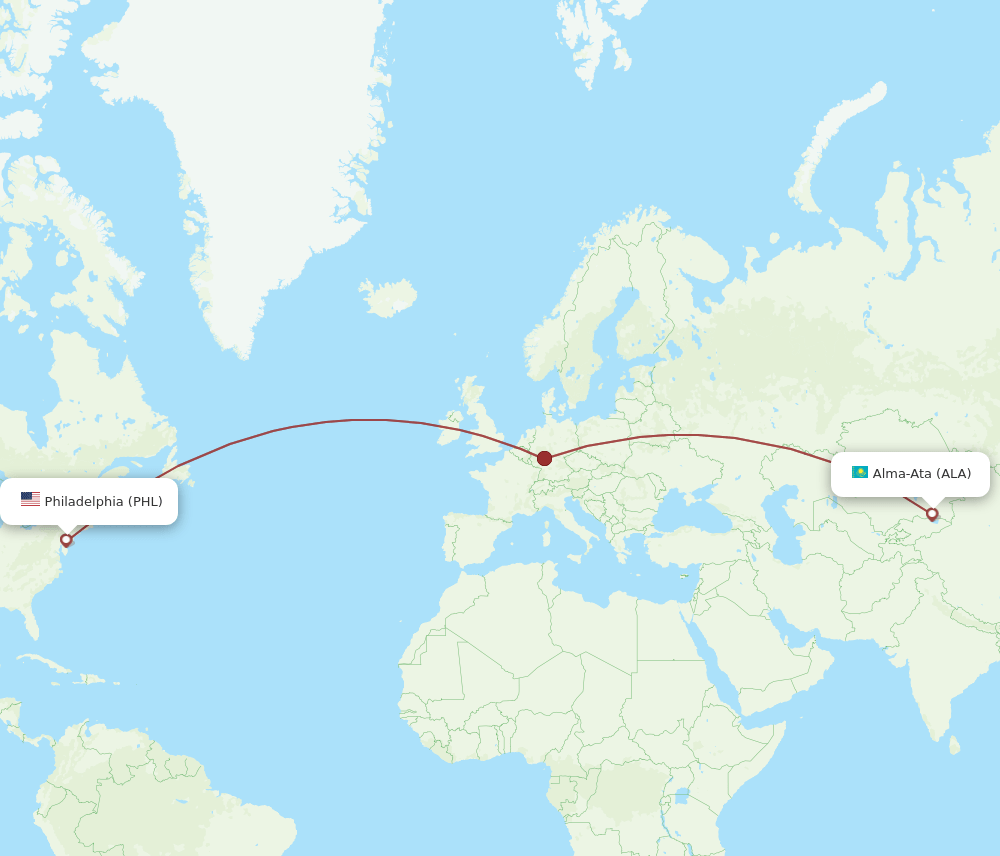 ALA-PHL flight routes