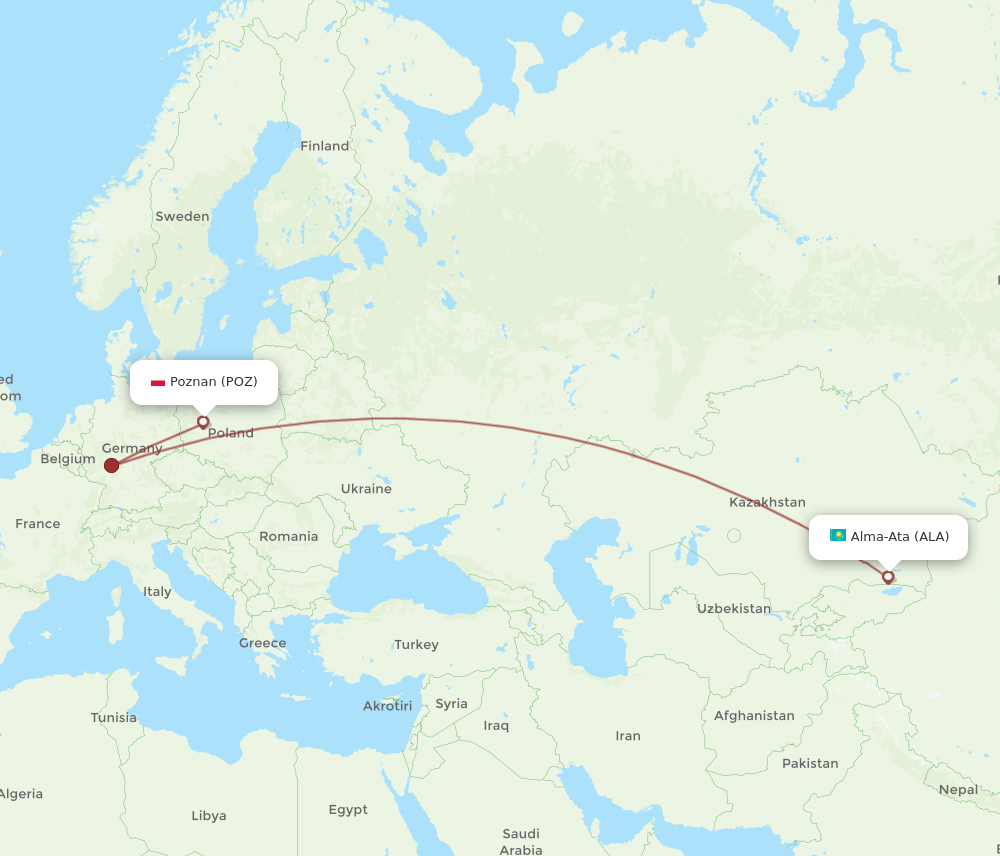 ALA-POZ flight routes