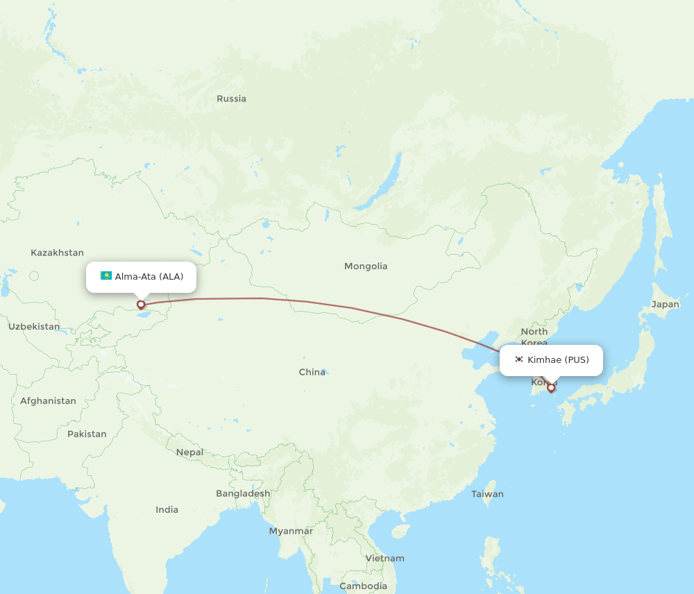 ALA-PUS flight routes