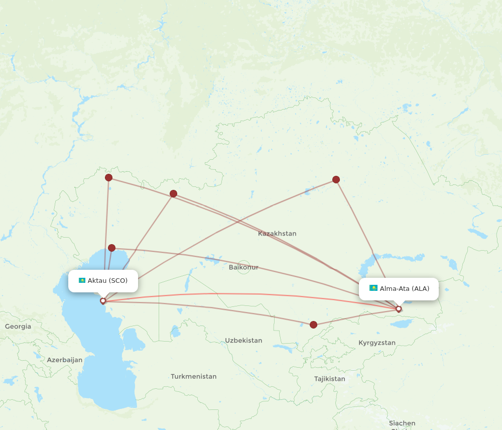 ALA to SCO flights and routes map