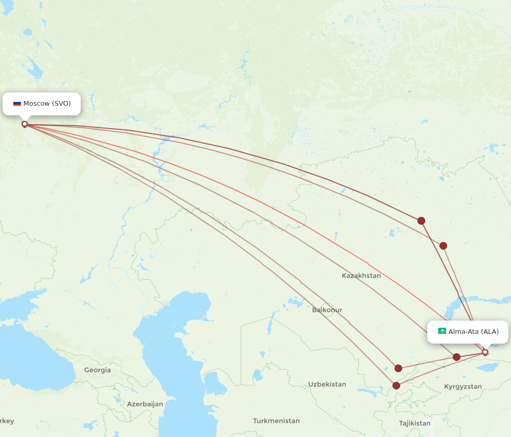ALA to SVO flights and routes map