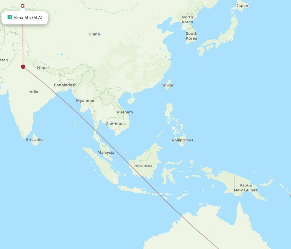 ALA-SYD flight routes