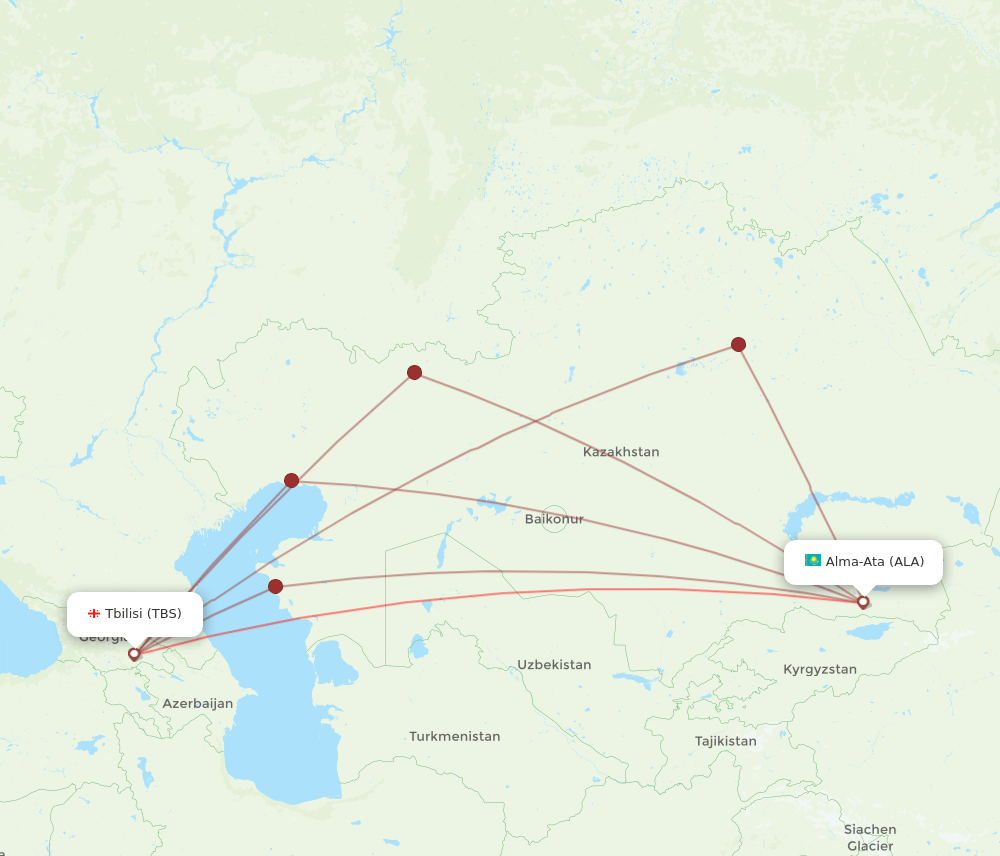 ALA to TBS flights and routes map