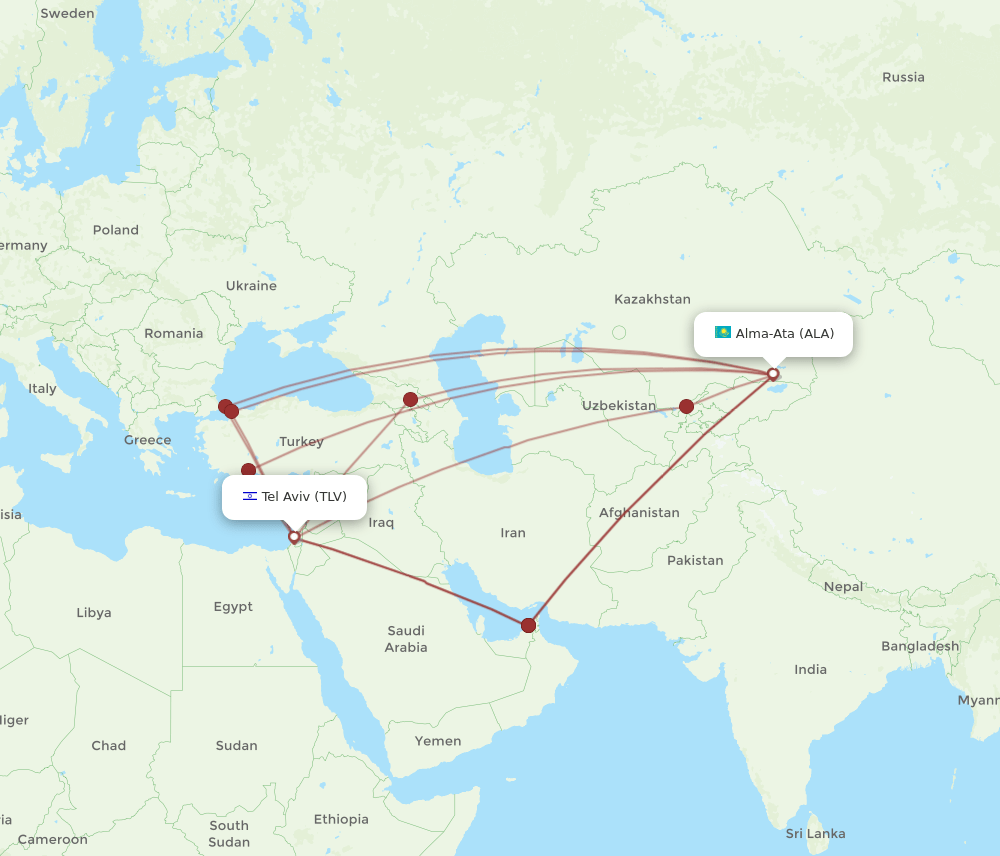 ALA-TLV flight routes
