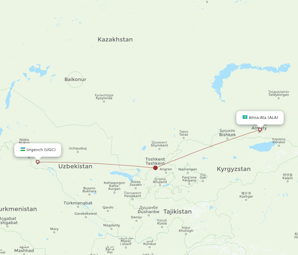 ALA to UGC flights and routes map