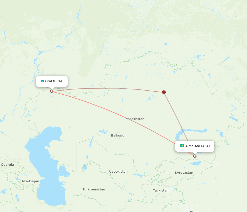 ALA-URA flight routes