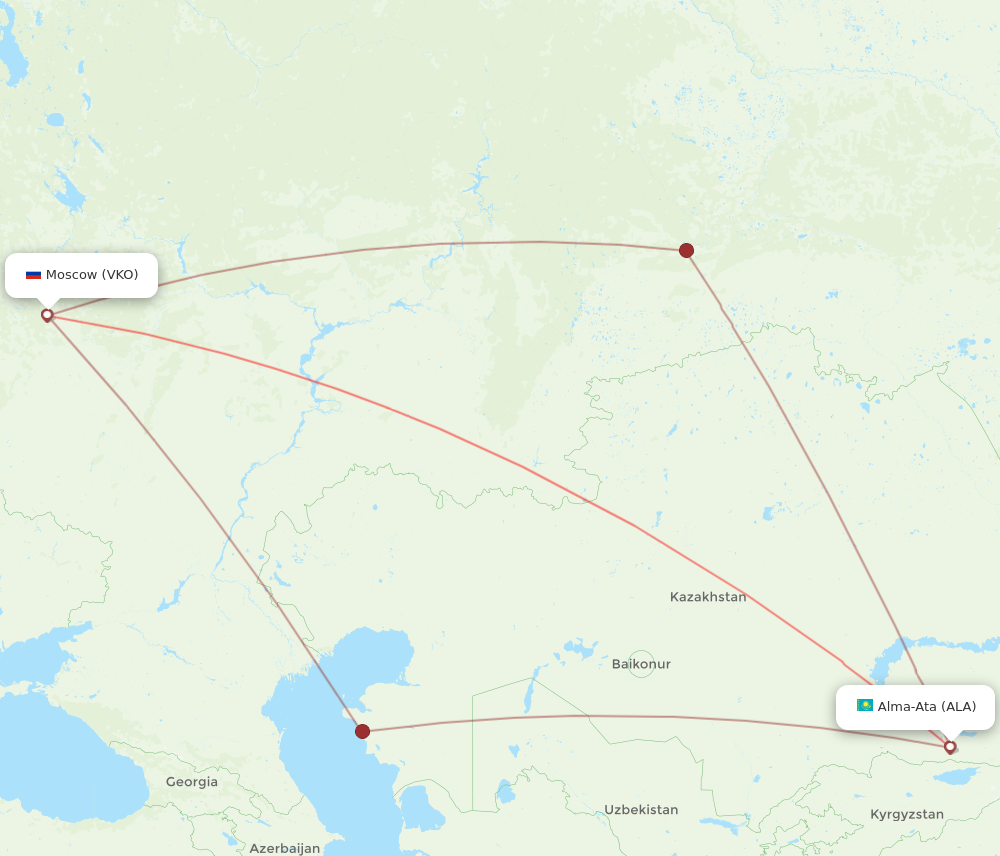 ALA to VKO flights and routes map
