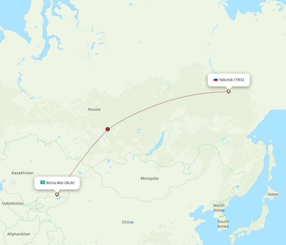 ALA to YKS flights and routes map