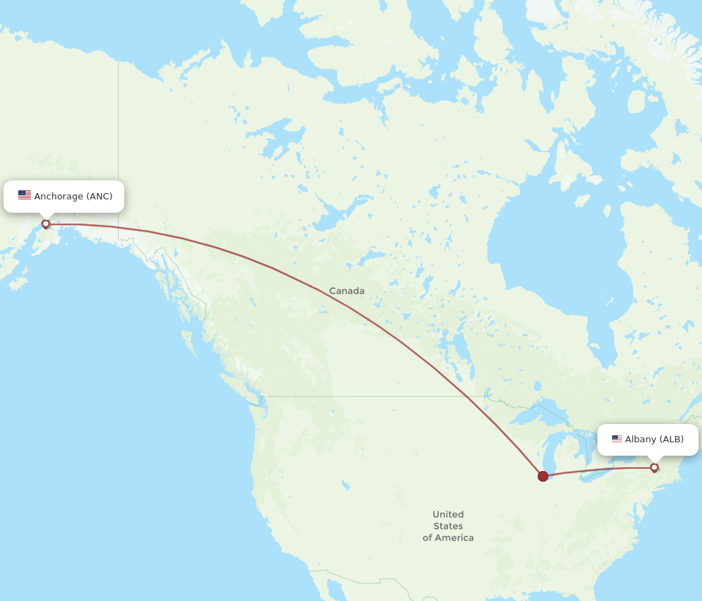 ALB-ANC flight routes