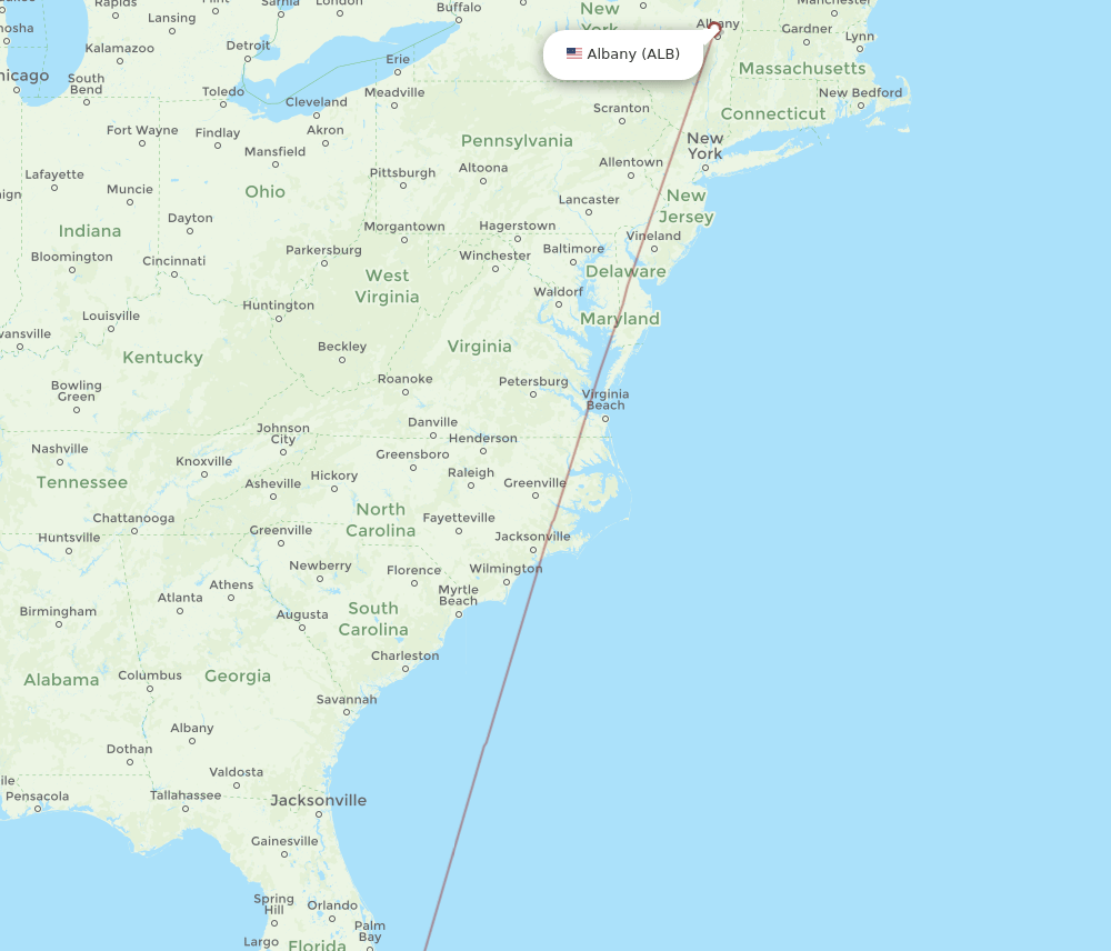 ALB-BIM flight routes