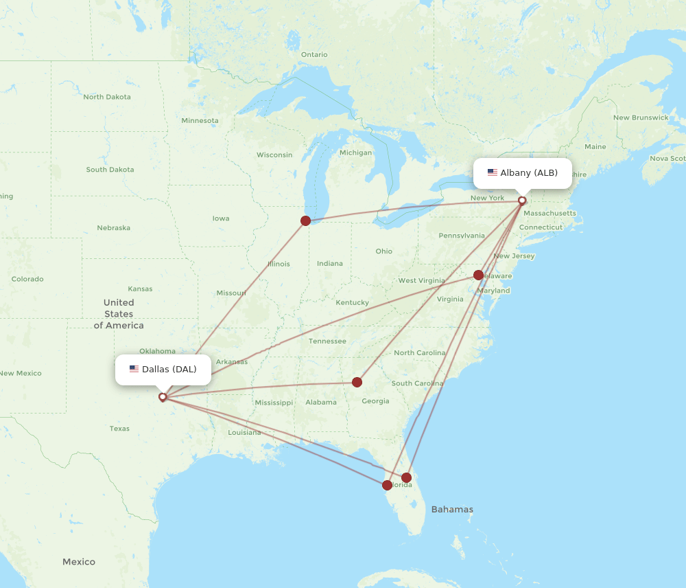 ALB-DAL flight routes