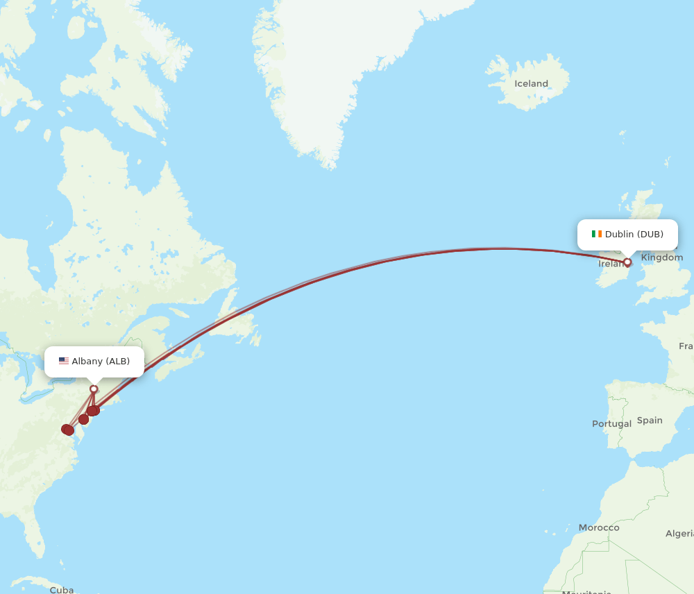 ALB-DUB flight routes