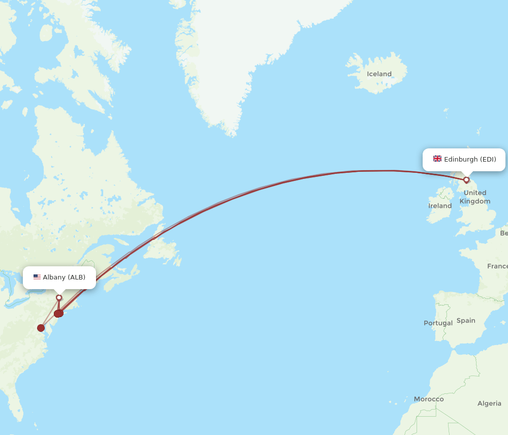 ALB-EDI flight routes