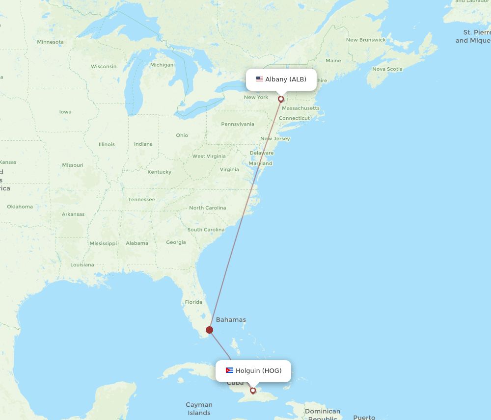 ALB-HOG flight routes