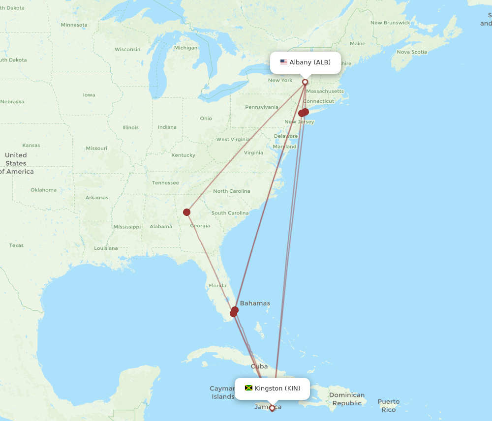 ALB-KIN flight routes
