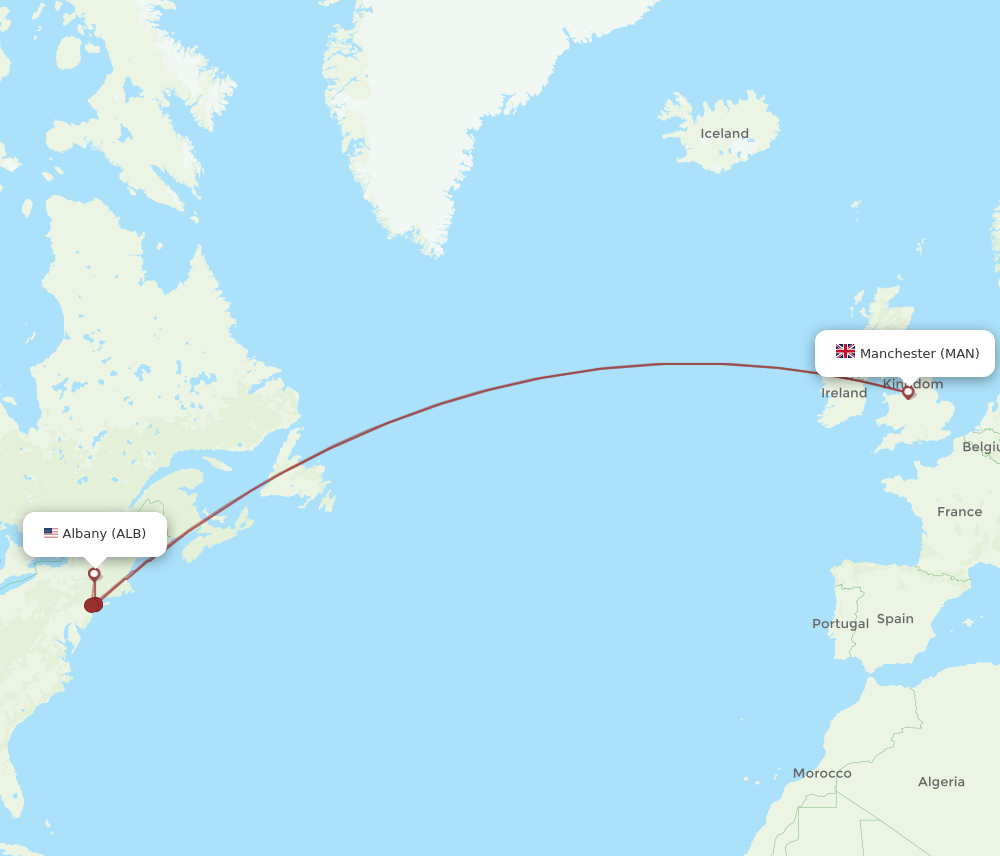 ALB-MAN flight routes