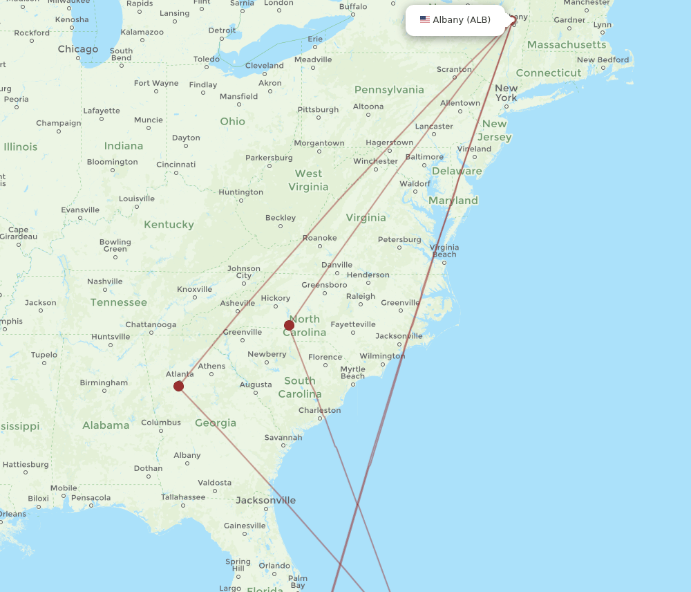 ALB to MHH flights and routes map