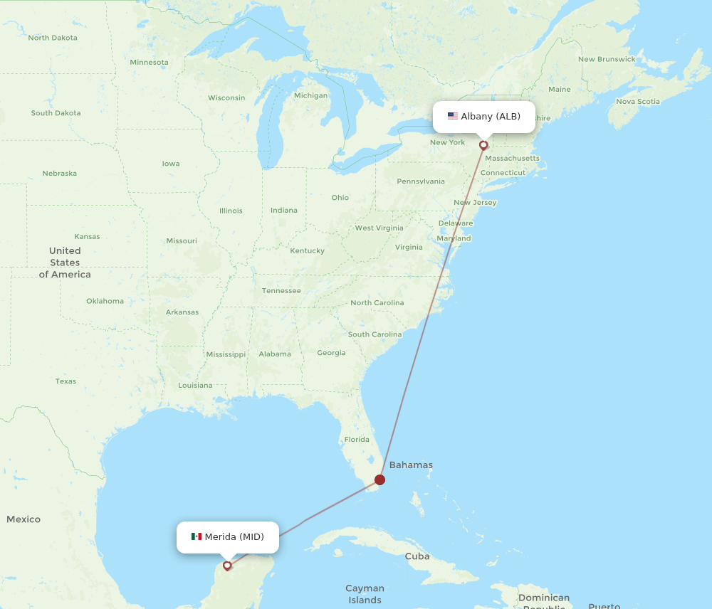 ALB-MID flight routes