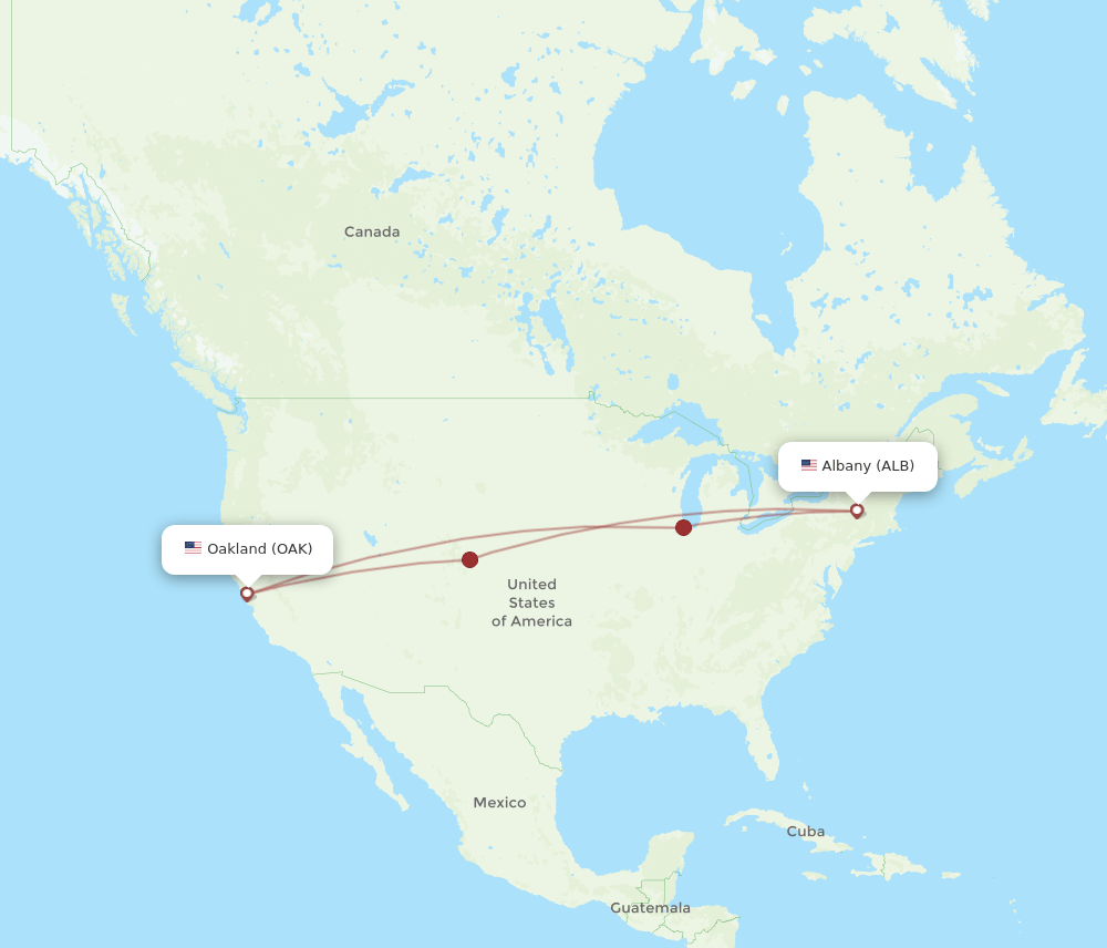 ALB-OAK flight routes