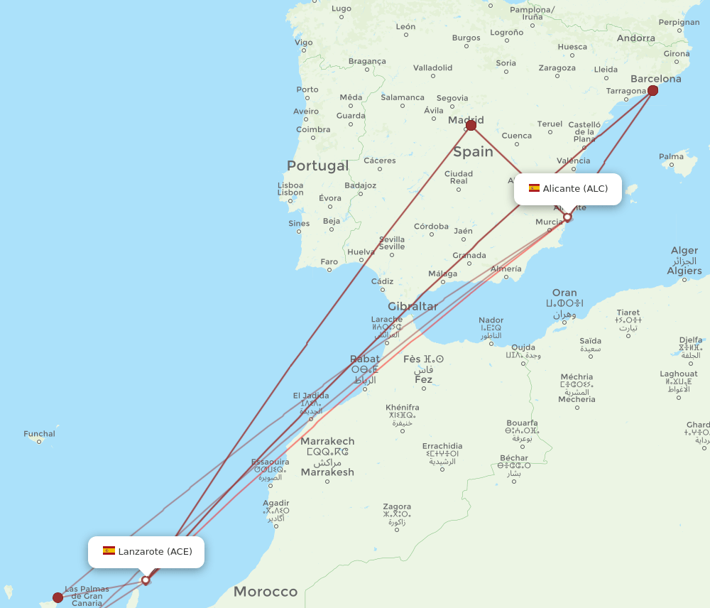 ALC-ACE flight routes