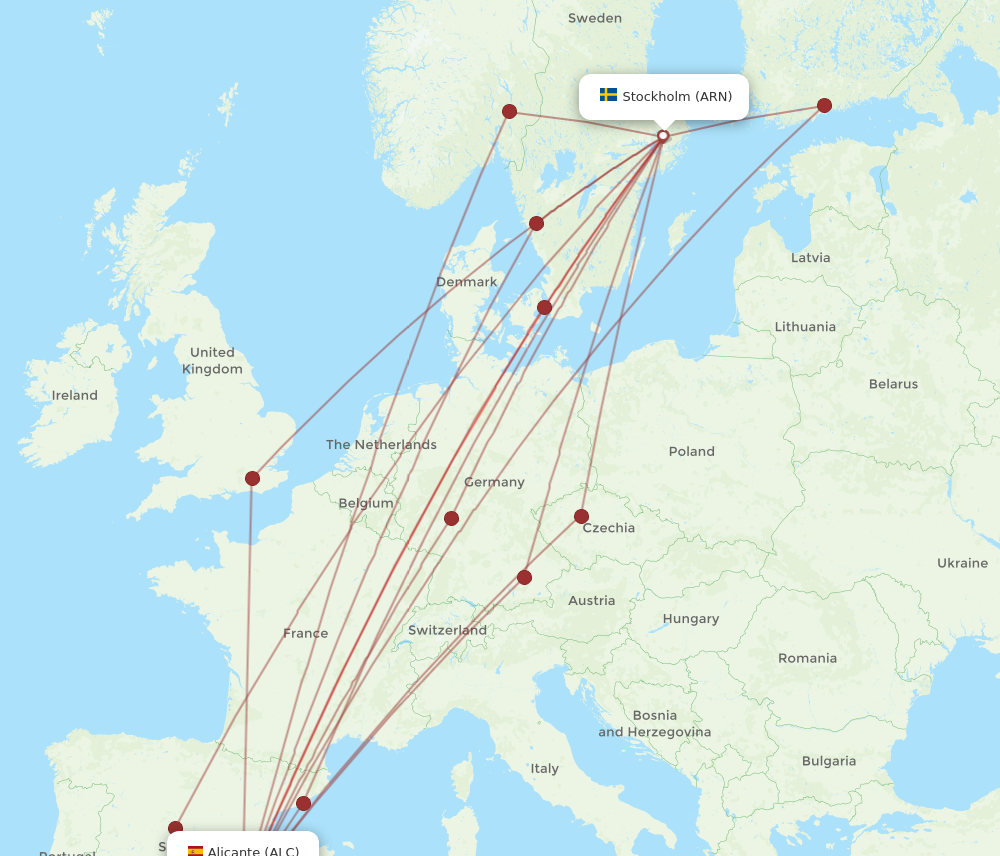 ALC to ARN flights and routes map