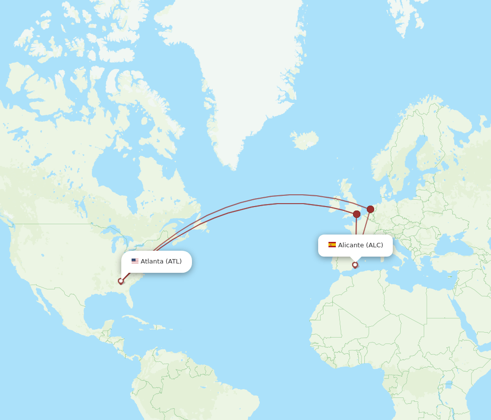 ALC to ATL flights and routes map